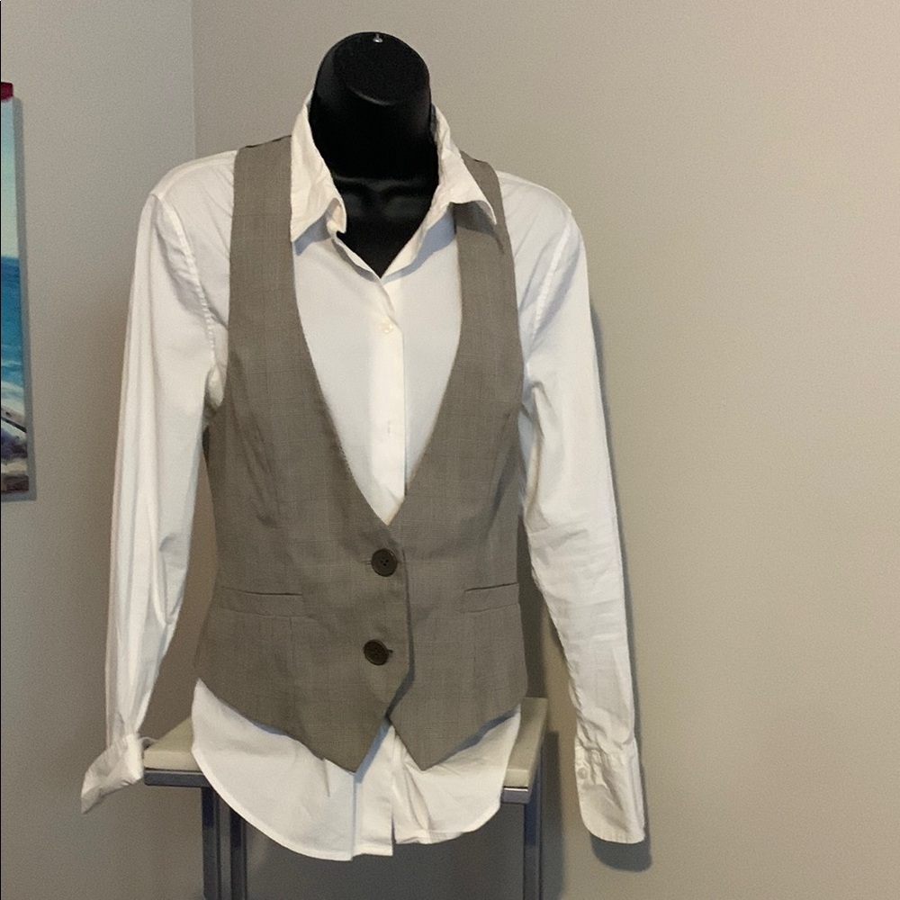 Express Gray Vest with White Shirt